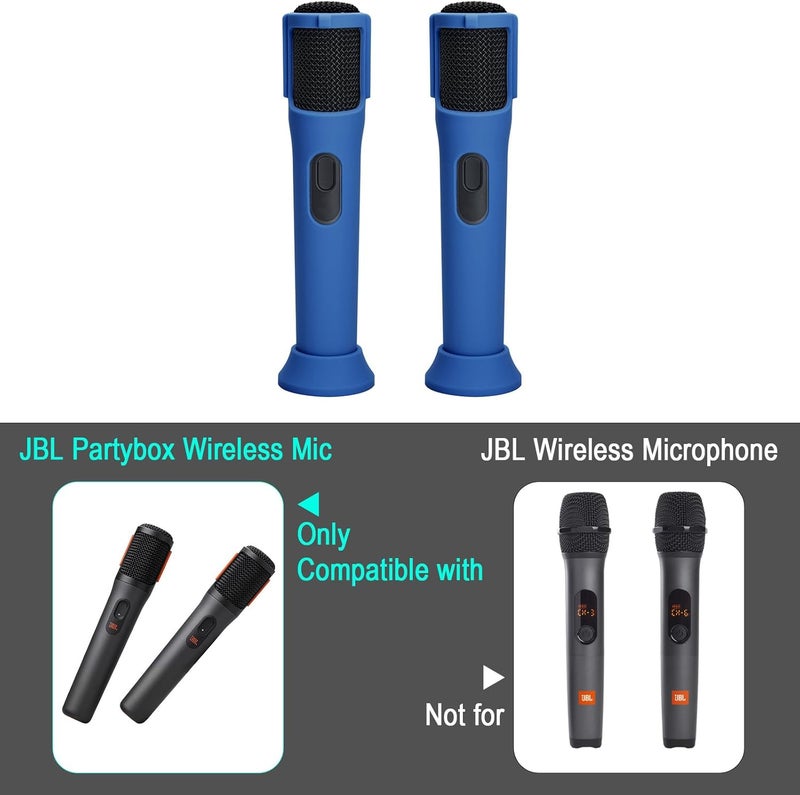 TXesign Silicone Case for JBL PartyBox Wireless Microphone Rechargeable Battery-2 Pack, Anti-Rolling Protective Case with Base Rod Mic Sleeves Microphone Stand for Disco Stage Party TV Show (Blue) - Image 2